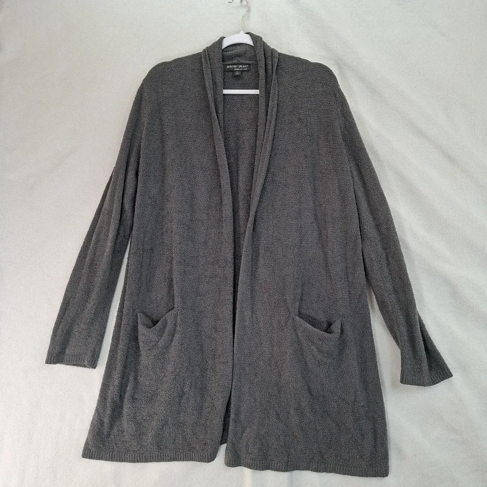 Barefoot Dreams Duster Cardigan XL Gray‎ Cozy Chic Lite Pockets Open Front